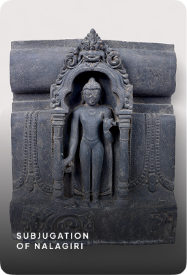 The monkey gifting a honey bowl to Buddha at Vaishali